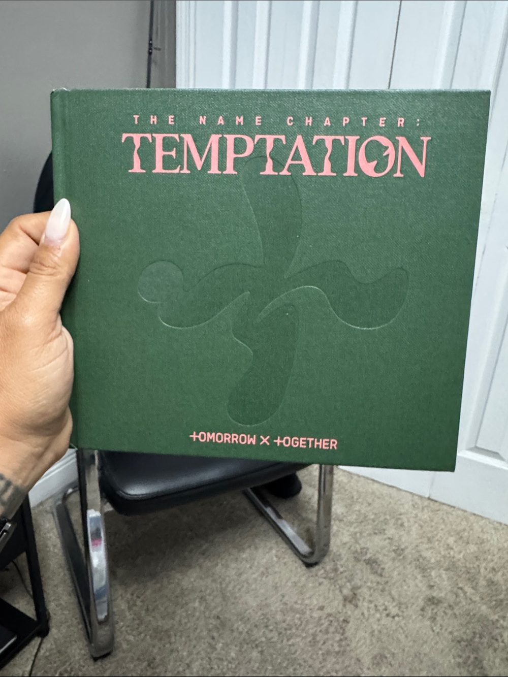TOMORROW X TOGETHER Green Hardcover Album with Pink Logo